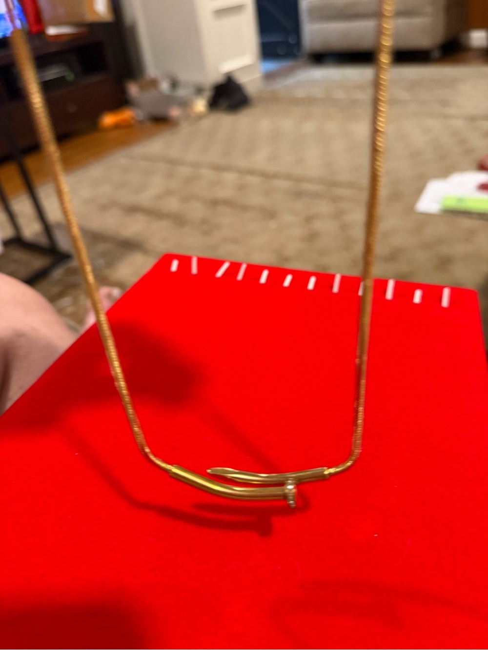 Gold-Tone Snake Chain Necklace with Curved Nail Accent, fashion jewelry
